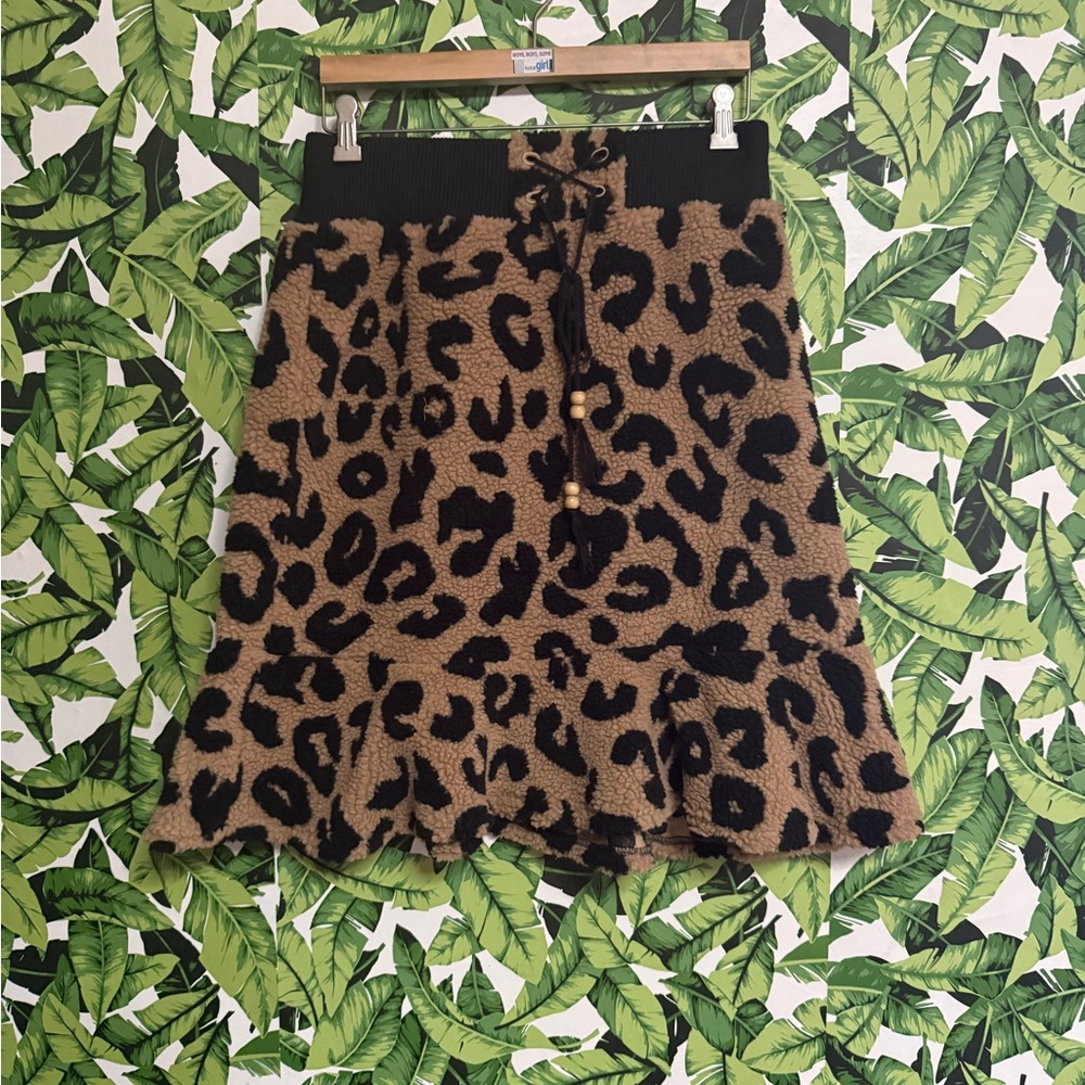 ROMWE Black and Brown Leopard Mini Skirt